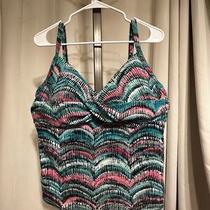 Tropical Bright Stripe “ Croft & Borrow” Shelf Bra Tankini Top